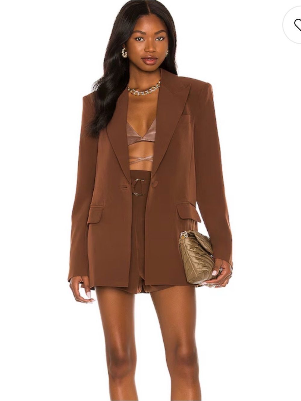 Camila Coelho Pink Label Brown Blazer and short set